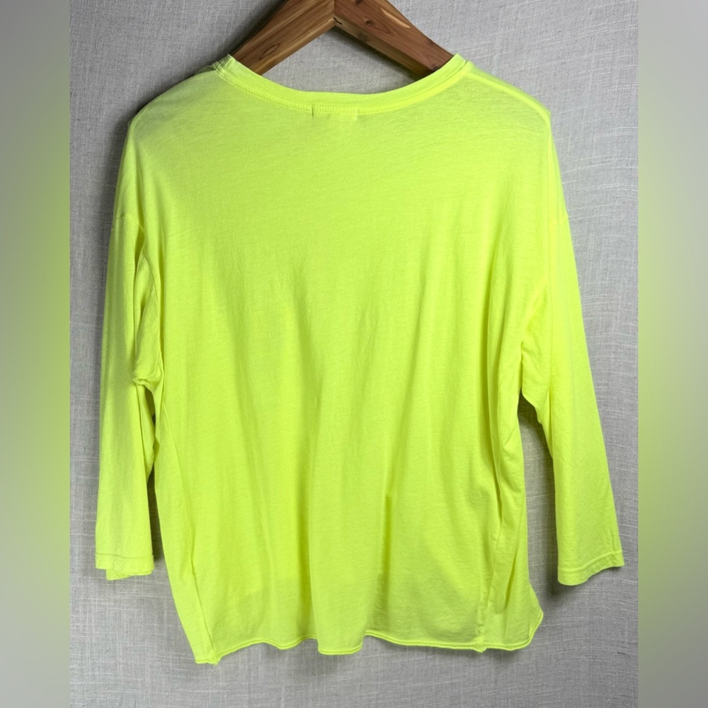 Sundry Neon Yellow Oversized 3/4 Sleeve Tee - Picture 2 of 9
